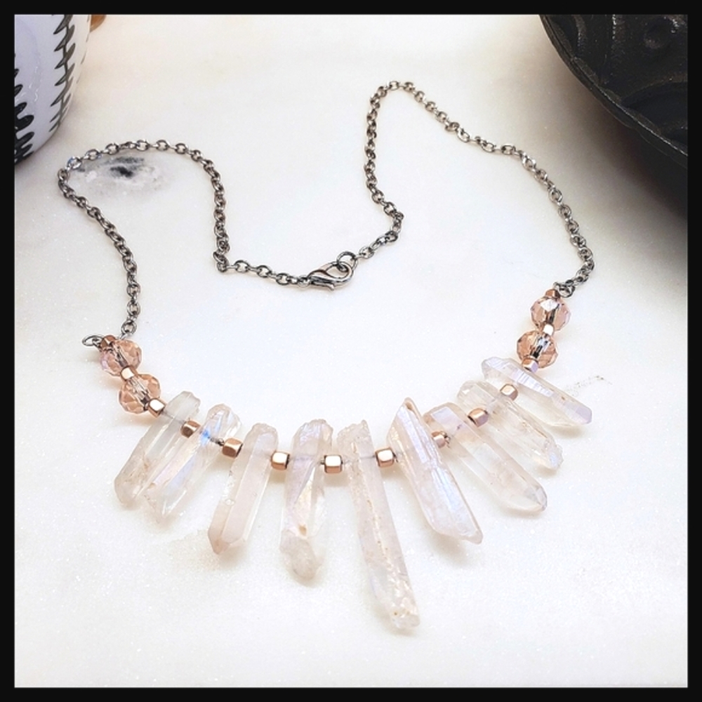 Angel Aura Quartz Crystal Chakra Necklace